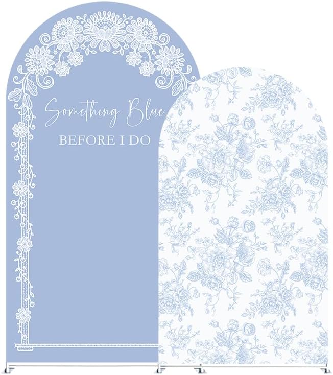Something Blue Arch Backdrop Cover - Floral Design for Wedding & Bridal Shower | 2.6x6ft