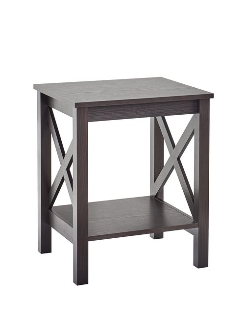 ClosetMaid 3905 X-Frame Design Side or End Table with Shelf, Black Walnut Wood