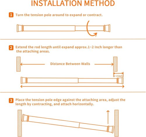 Tension Rods Room Divider, Premium Adjustable Curtain Tension Rod, 53-100 Inch Large Curtain Rod, No Drilling Tension Pole for Kitchen, Bathroom, Cupboard, Wardrobe, Window, Bookshelf DIY Project 1PCS