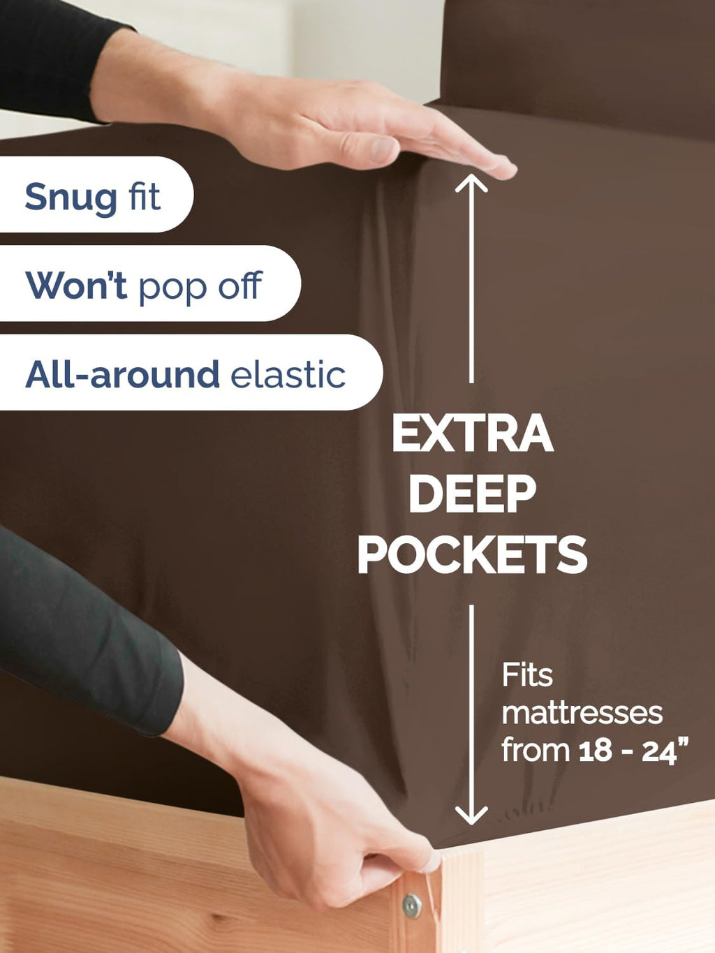Skiennix Extra Deep Cal King Sheet Set | 6-Piece Breathable Cooling Bedding - Soft, Wrinkle-Free Brown