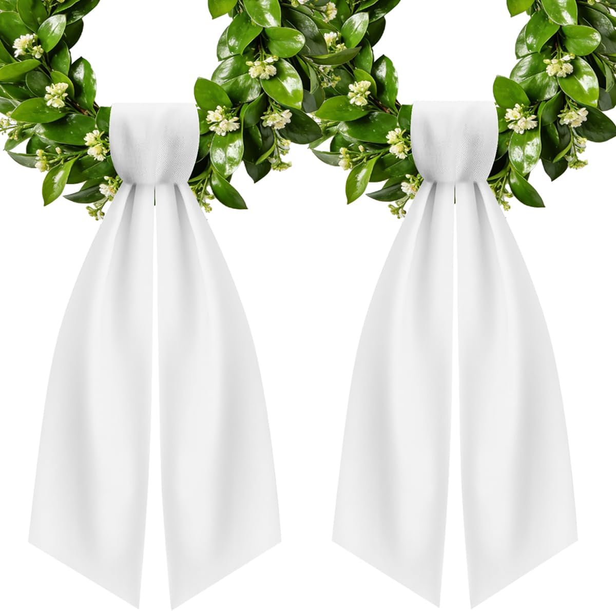 Skiennix Wreath Sash - 2Pcs White Embroidery Blanks for Monogramming | Perfect for Home, Party & Wedding Decor