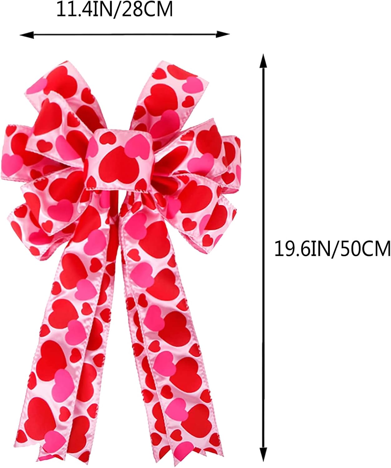 Valentine Tree Topper Bow by [Brand Name] - Large Red & Pink Heart Decorations | 11.4”x19.6” for Holiday Decor