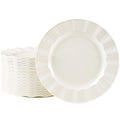 NZVCN 72 Pack Ivory Plastic Plates, 7" Disposable Wave Edge Salad/Dessert Plates Elegant Heavy Duty Plate for Party, Wedding, Thanksgiving, Christmas