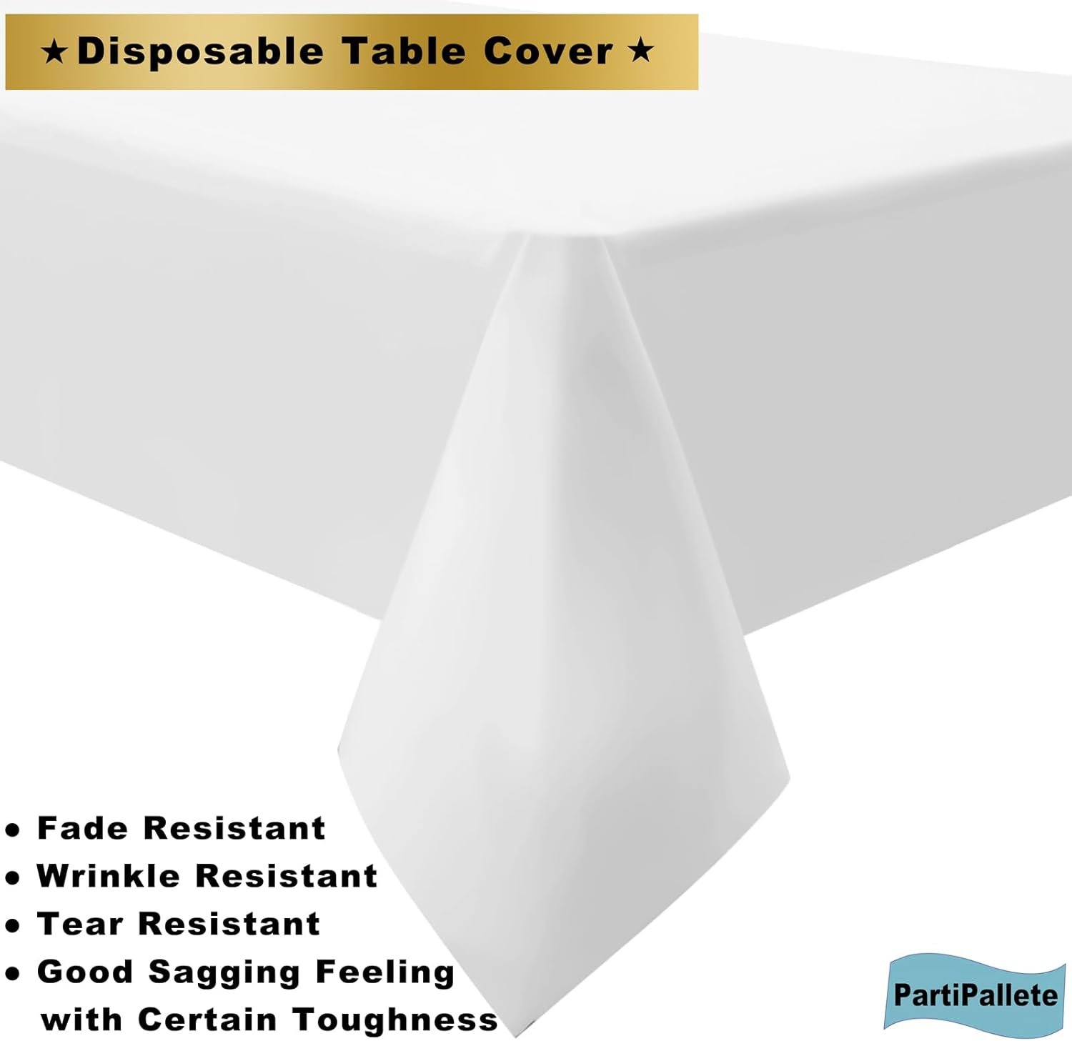 Skiennix Premium Disposable White Tablecloths - 3-Pack Rectangle 54" x 108" for Parties & Events