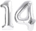 Skiennix Large 14th Silver Birthday Balloons - 40 Inch Foil Decorations for Weddings & Engagements