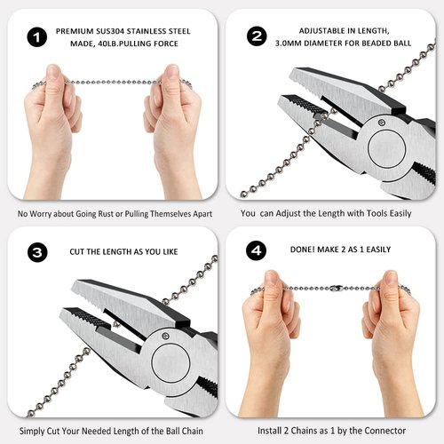 Akahttbn Ceiling Fan Chain Pulls Decorative Extension 12 Inches White Color Wooden Fan Pulls Set Ornaments for Ceiling Light Lamp 4 Pcs －Nickel