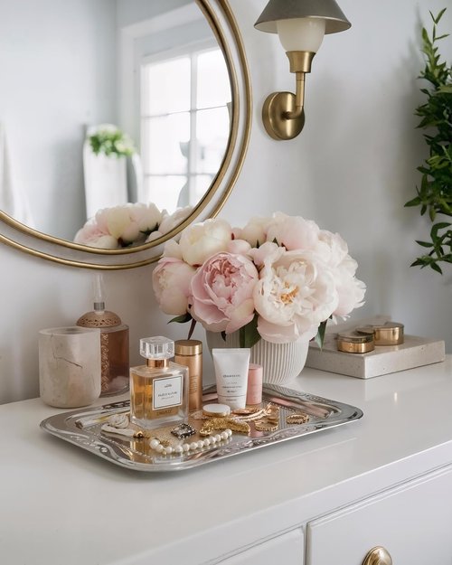 4-Pack Silver Serving Trays Set - ZENOVLUX Lightweight Bow Floral Engraved Mirror Decorative Tray, 13.8" x 8.7" Party Platters for Valentine's Day, Food, Appetizer, Charcuterie, Cookies, Desserts
