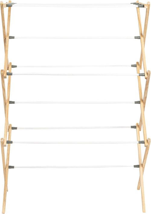 Household Essentials X-Frame Clothes Drying Rack - Sturdy Wood Frame with 23.8 Feet Hanging Space | Easy Assembly, Natural Finish