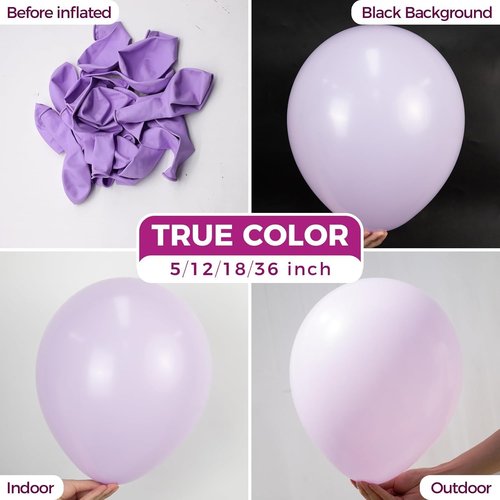 Bezente Pastel Purple Latex Balloons - 150 Pack 5-Inch Round Helium Lilac Party Decorations