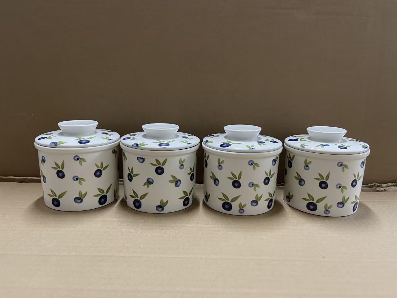HOLIBAN French Butter Crock for Counter With Water Line French Butter Dish for Counter (BlueBerry)