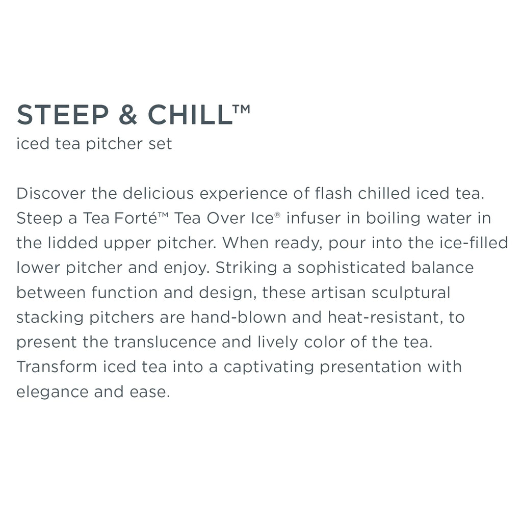Tea Forte Tea Over Ice Steeping Pitcher Set of Two, 12oz for Steeping and 24 oz Pitcher for Perfect Flash Chilled Iced Tea, Dishwasher Safe