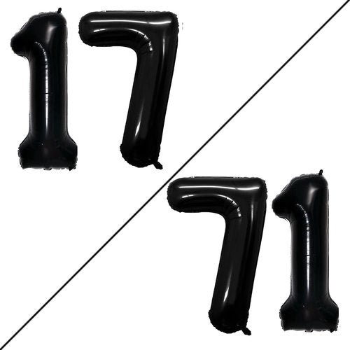 GOER 42-Inch Jumbo Number 17 Balloons - Sweet 17 Birthday Party Decorations in Black