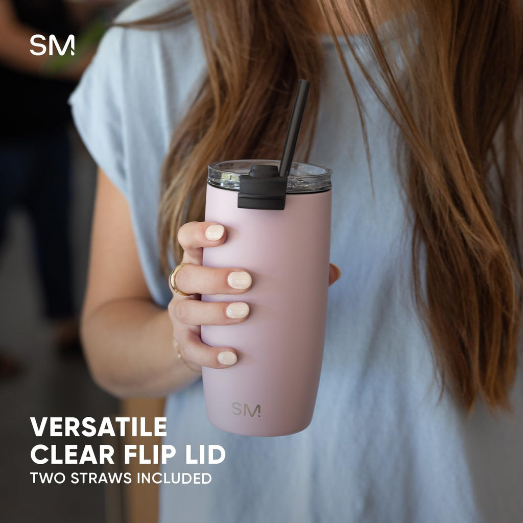 Simple Modern Voyager Tumbler - Insulated Stainless Steel Travel Coffee Mug | 12oz Almond Birch