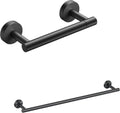 FORIOUS Black Toilet Paper Holder - Wall-Mounted Design with 24-Inch Towel Bar for Bathroom