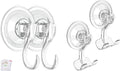 VIS'V Suction Cup Hooks - 2 Large Hooks & 2 Razor Hooks for Strong Grip | Ideal for Bathroom Use