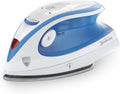 Sunbeam Hot-2-Trot Travel Steam Iron - 800W Dual Voltage, Compact & Portable, Non-Stick Soleplate, White/Blue