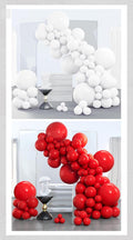 PartyWoo Classic Arch Kit - 280 Pcs White & Red Balloons in 18/12/10/5 Inch Sizes