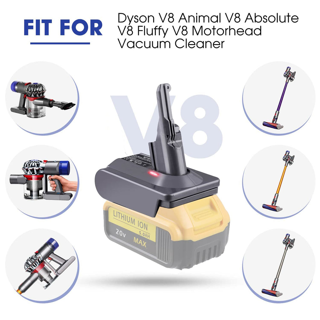 TPDL V8 Battery Adapter, for DeWalt 20V Battery Convert to for Dyson V8 Series Vacuum Cleaner Animal Fluffy Motorhead Vacuum Converter (Adapter only)
