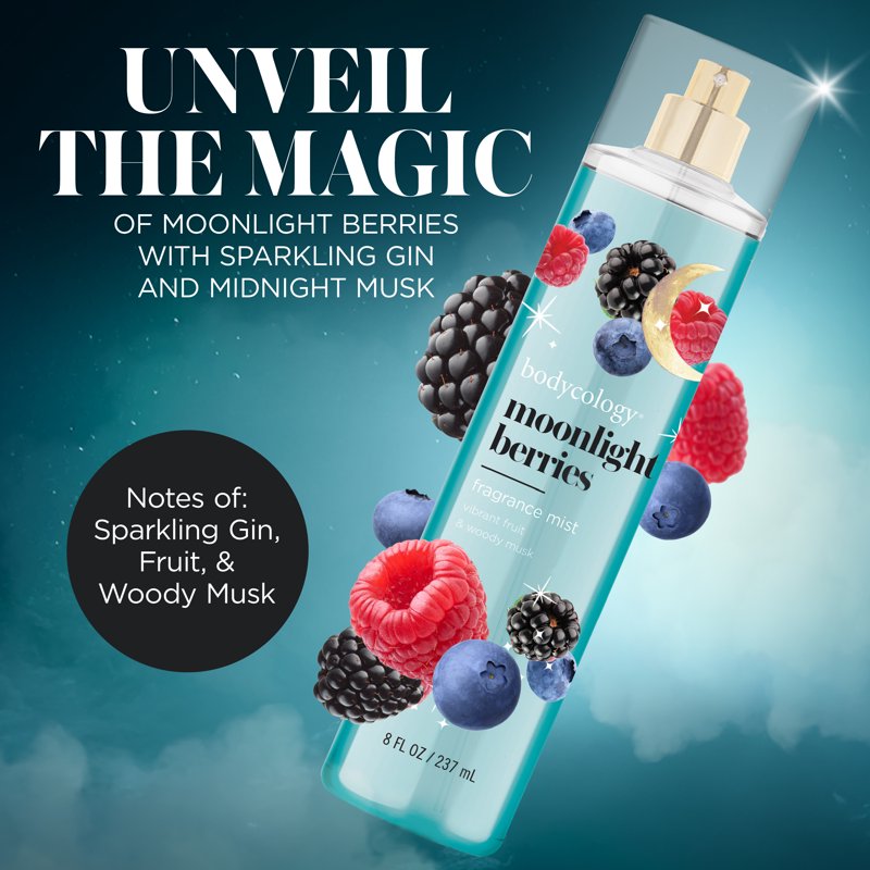 Moonlight Berries Fragrance Body Mist - Long-Lasting Fruit & Musk Scent, 8 oz