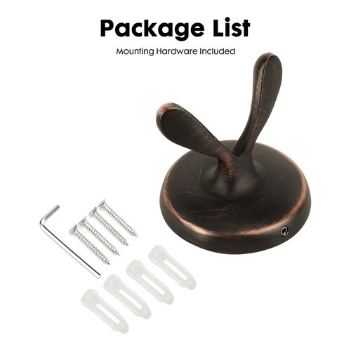 Ntipox Oil Rubbed Bronze Towel Hooks Antique, 2 Pack Coat Robe Hook Heavy Duty Bathroom Double Hook Wall Mounted, Hand Towel Hooks for Kitchen