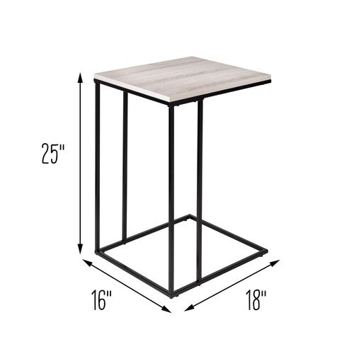 Honey-Can-Do Square C End Table, Natural TBL-09252 Black