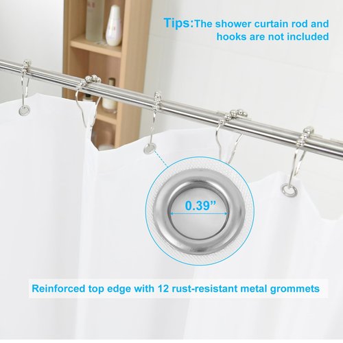 FY&XZH Shower Curtain Liner - Waterproof Cotton Shower Curtain Liner, Machine Washable, Magnetic Weighted Bottom, 71x72 Inch Soft Cloth Bathroom Shower Liner (White)