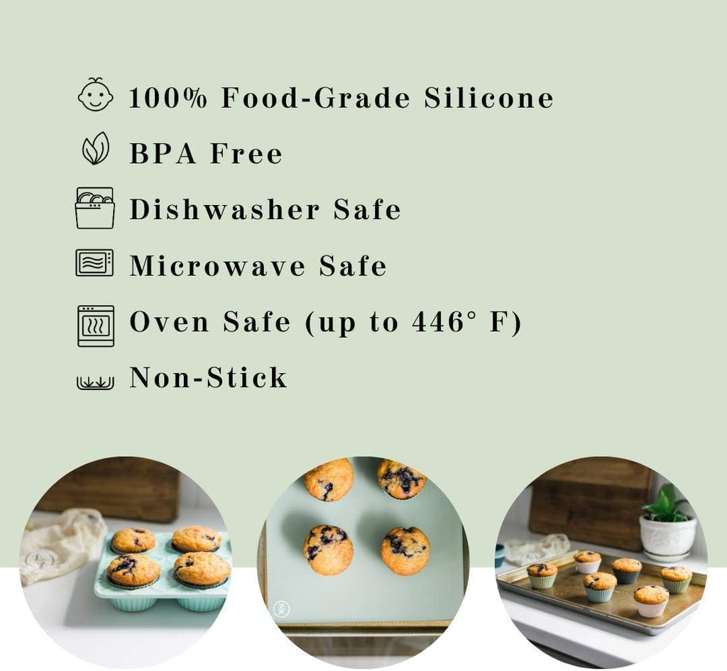 Silicone Kitchen Reusable Baking Cups - Non-Toxic, BPA-Free, Dishwasher Safe | Pack of 12, Designer White