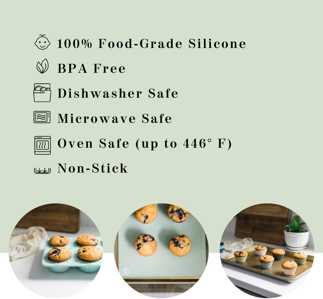 Silicone Kitchen Reusable Baking Cups - Non-Toxic, BPA-Free, Dishwasher Safe | Pack of 12, Designer White