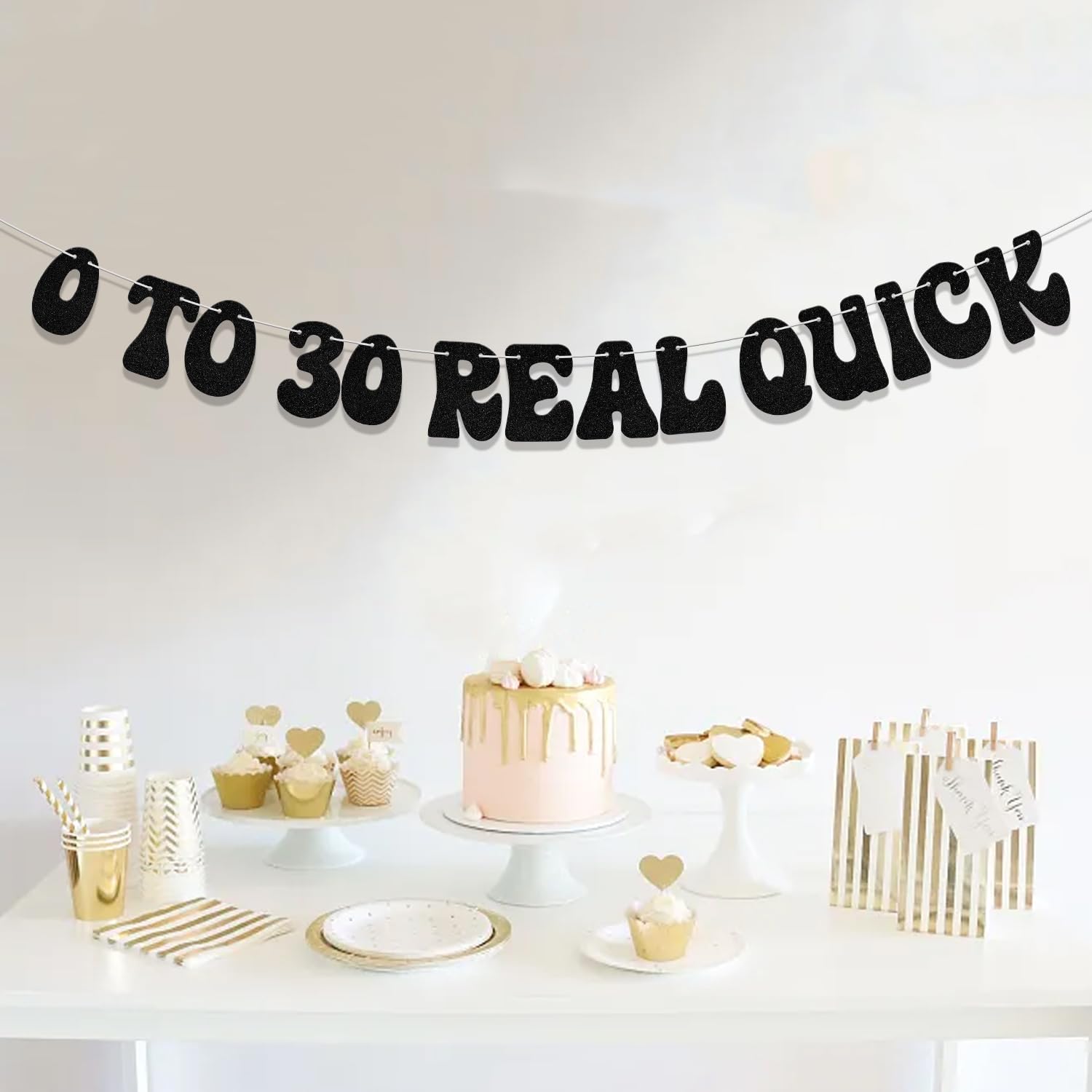 0 to 30 Real Quick Banner Here Lies My Youth Banner Cheers to 30 Years Party Decoration Funny Thirty Birthday Party Supplies Black Glitter