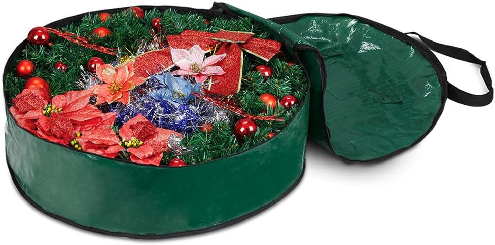 ProPik Christmas Wreath Storage Bag - 24" Tear-Resistant Holiday Container with Heavy-Duty Handles | Green