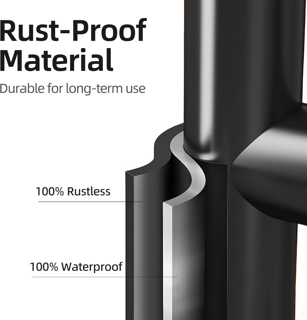 Skiennix Free Standing Toilet Paper Holder - Rustproof Metal Stand with Anti-Slip Base & Top Shelf | Black