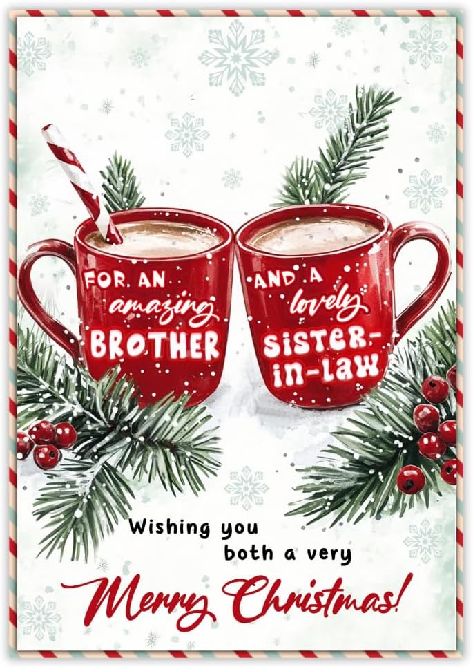 Regine Switzerland Christmas Card - Thoughtful Holiday Greeting for Brother & Sister-in-Law | Festive Design with Envelope