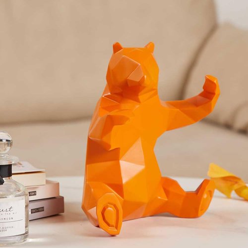 Bear Sculpture Statue - Modern Polyresin Animal Figurine for Home Decor | 9-Inch Yellow Gift