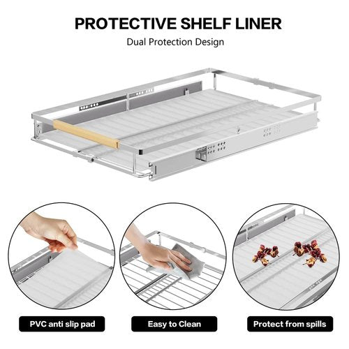 MIYUPTC Large Pull Out Kitchen Cabinet Organizer, 22.7''-39.8''W x 22''D, Heavy Duty Slide Out Pantry Shelves Sliding Drawer Storage for Kitchen, Under Sink, Bathroom, Wardrobe, Steel Metal
