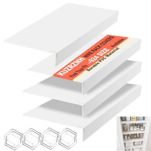 Wire Shelf Covers 4Pcs, 30x12x3 in, Durable PVC Shelf Cover for Wire Shelving Pantry, Kitchen Faux Wood Rack Covers, Moisture-Resistant & Easy-to-Clean Organizer Liners, #1 White