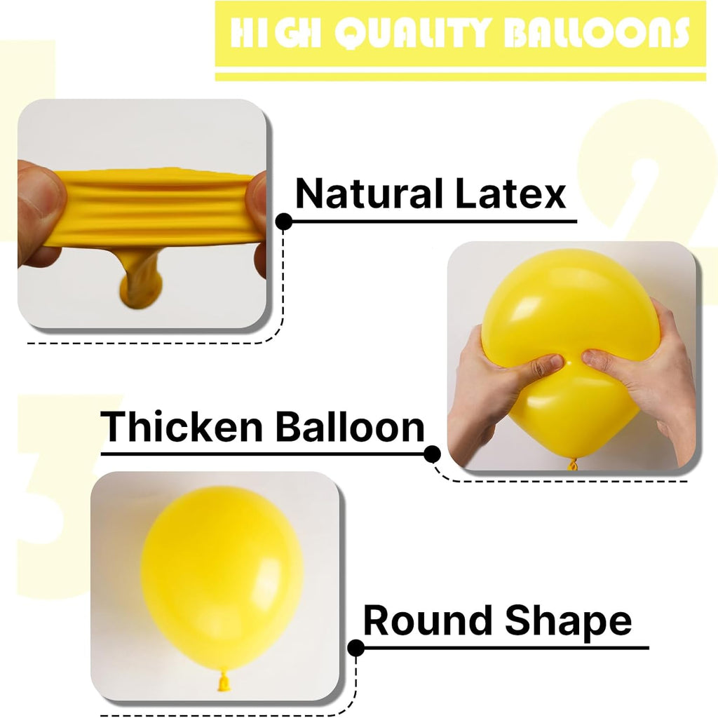 PartyWoo Yellow Balloons - 100pcs Matte Latex Balloons in 5-18 Inch Sizes for Celebrations | Perfect for Baby Showers, Birthdays, and Graduations
