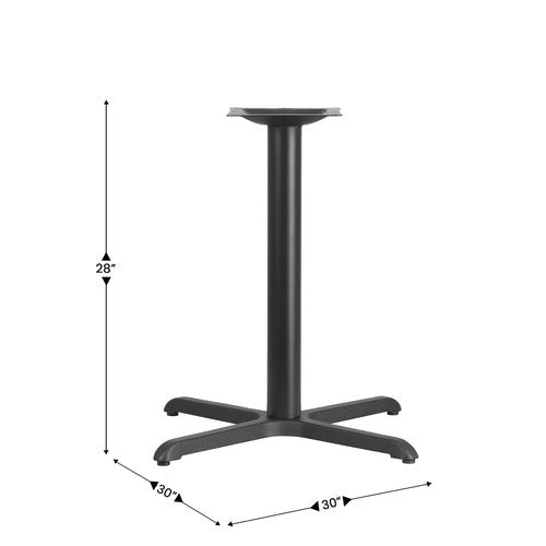 Flash Furniture 30" x 30" Restaurant Table X-Base with 3" Diameter Table Height Column, Commercial X-Base Cast Iron Restaurant Table Base, Black