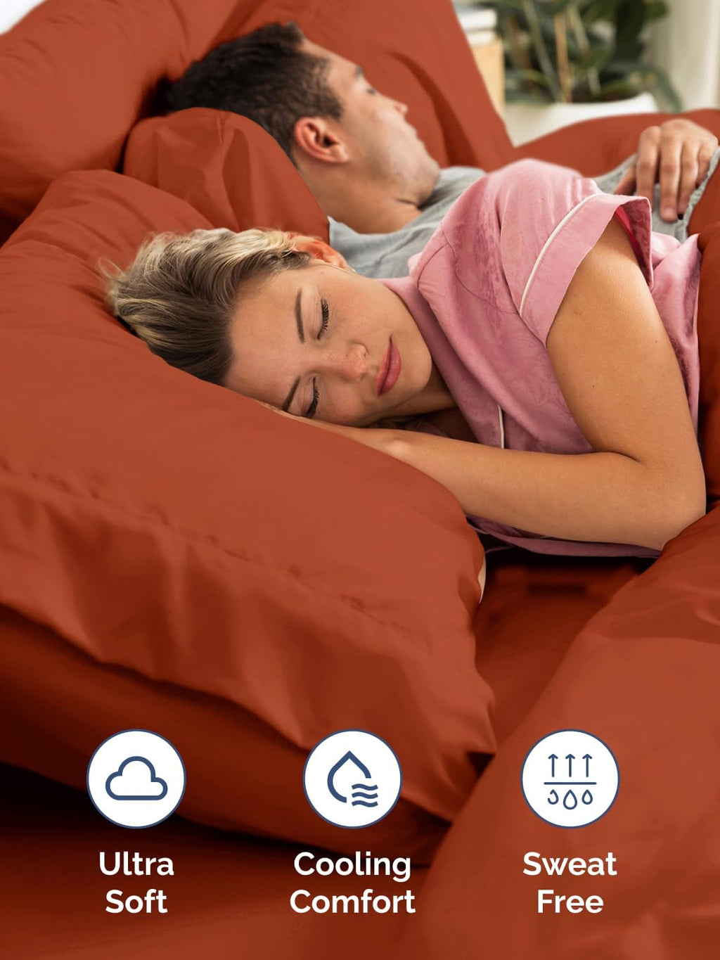Skiennix Extra Deep King Sheet Set - 6 Piece Breathable Cooling Bedding - Soft Wrinkle-Free Terracotta