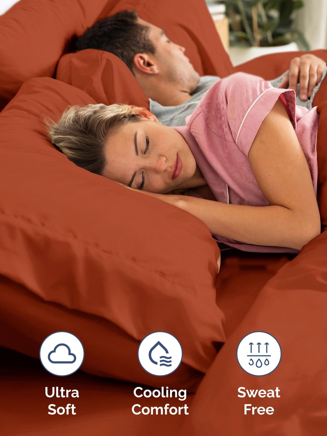 Skiennix Extra Deep King Sheet Set - 6 Piece Breathable Cooling Bedding - Soft Wrinkle-Free Terracotta