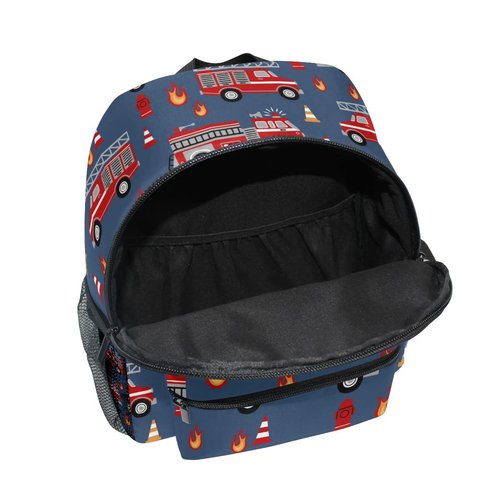 Aflyko Kids Backpack Red Fire Truck Rescue Equipment Daycare Bookbag Kindergarten Daypack Toddler Travel Girls Boys Waterproof Preschool Bag 10" × 4" × 12"