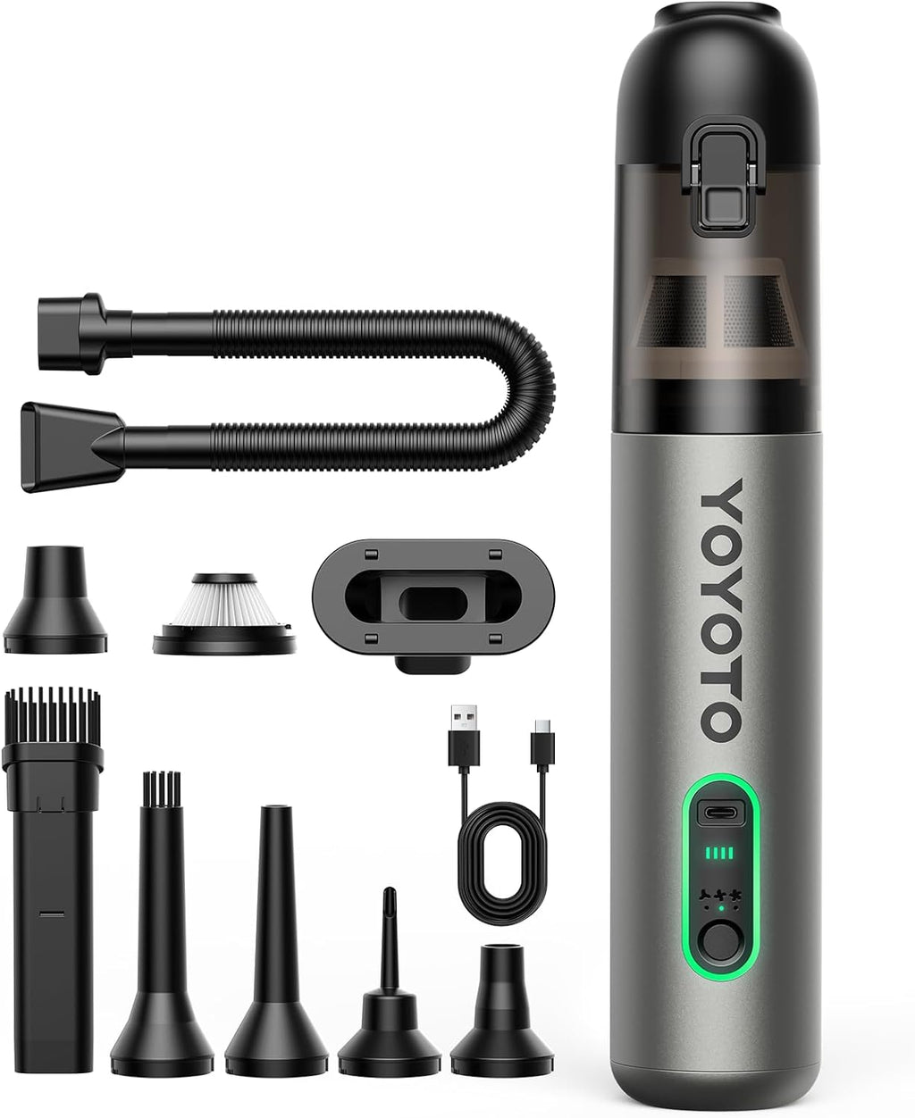 Skiennix Handheld Vacuum | Cordless 4-in-1 Mini Cleaner with 21000Pa Suction - Ultra Light & Rechargeable (Silver)