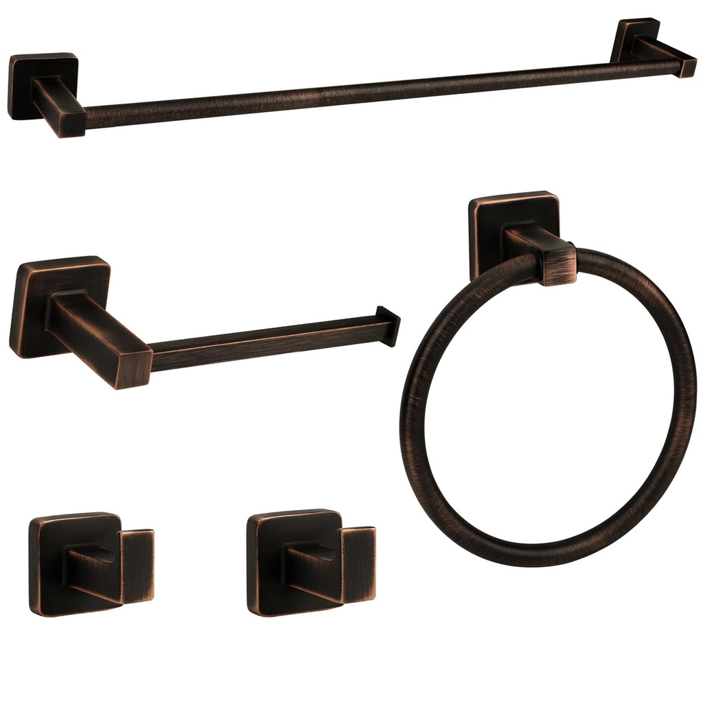 Ntipox 5 Piece Antique Bathroom Hardware Accessories Set Oil Rubbed Bronze,24 Inch Towel Bar Set,Towel Rack Set,Bathroom Towel Holder Set