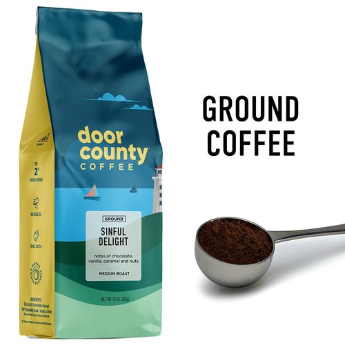 Door County Coffee Sinful Delight Flavored Coffee - Medium Roast, 10 oz Bag for Rich Taste