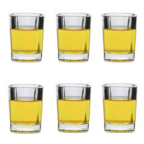 BTGLLAS Shot Glasses 2.3 oz, Set of 6 - Cute Square Tequila Glasses, Perfect for Whiskey, Tequila, Liqueurs, Party & Collection, Espressos, Spirits & Liquors (6, Clear square)