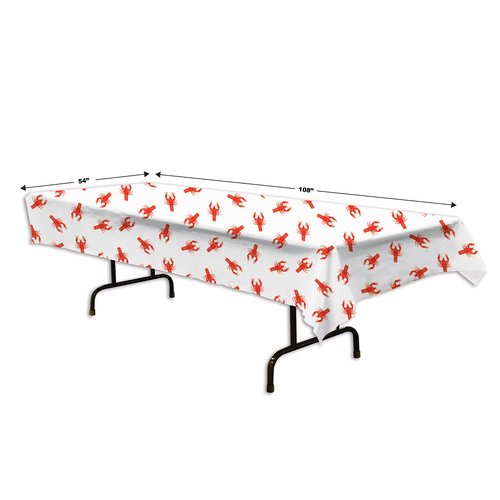 Beistle Red and White Crawfish Tablecovers, 2-Pack Plastic Tablecloths for Crawfish Boil Parties, Seafood Feast Decorations, Summer Picnic and Cajun Cookout Table Settings, 54” x 108”