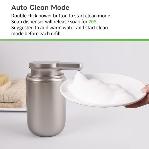 LAOPAO Automatic Foaming Soap Dispenser Plastic, Rechargeable Touchless Foam Hand Soap Dispenser for Bathroom, ABS Soap Pump for Kitchen, Water-Resistant, Xmas Gift 10oz, Plastic (NOT Metal)