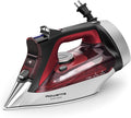 Rowenta Focus Excellence Steam Iron - 1750W Stainless Steel Soleplate, Retractable Cord, Red | 400+ Microsteam Holes