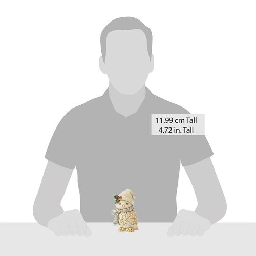 Enesco Jim Shore Heartwood Creek White Woodland Owl Wearing a Hat and Scarf Miniature Figurine- Stone Resin Hand Painted Crafted Collectible Mini Figurines Christmas Home Decor Statue, 4.72 Inch