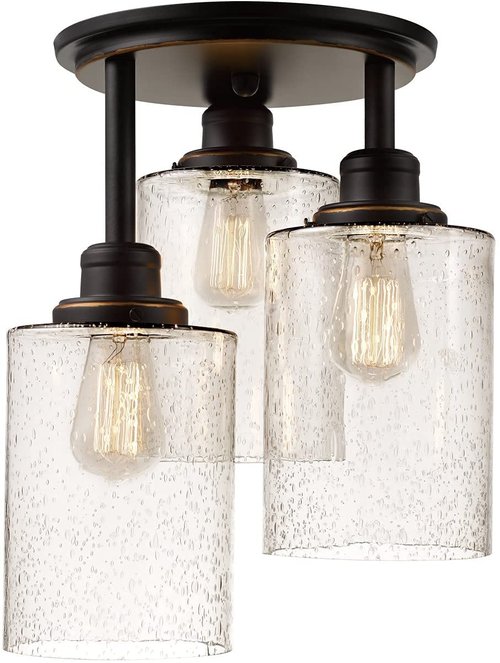 Eietonte 3 Pack Clear Seeded Glass Lamp Shades, 5.9in Height, 3.9in Diameter, 1.7in Fitter, Cylinder Bubble Glass Shade Covers, Seeded Glass Replacement for Pendant Light Chandelier Wall Sconce