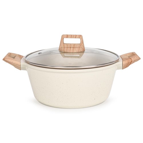 4.5 QT Nonstick Stock Pot with Lid, Ceramic Cookwear Soup Pot, Large Casserole with Lid, Easy to Clean Non Stick Cooking Pot Cookware PFOA Free, White